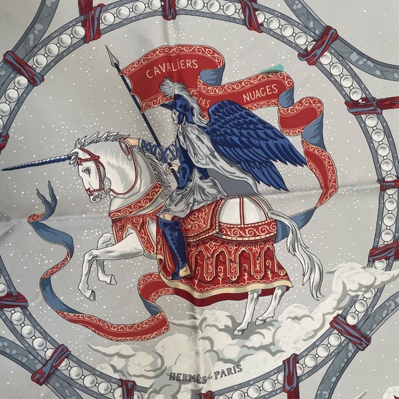 Hermes Silk Scarf “Cavaliers des Nuages” (Cloud Knights) - Picture 4 of 6